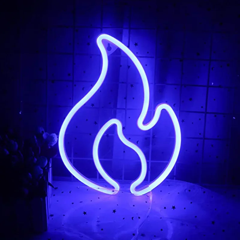 Fire Flame Neon Sign Light LED Hanging Wall Lamp Night Light for Bedroom Kids Room Bar Party Wall Decor Birthday Christmas Gift