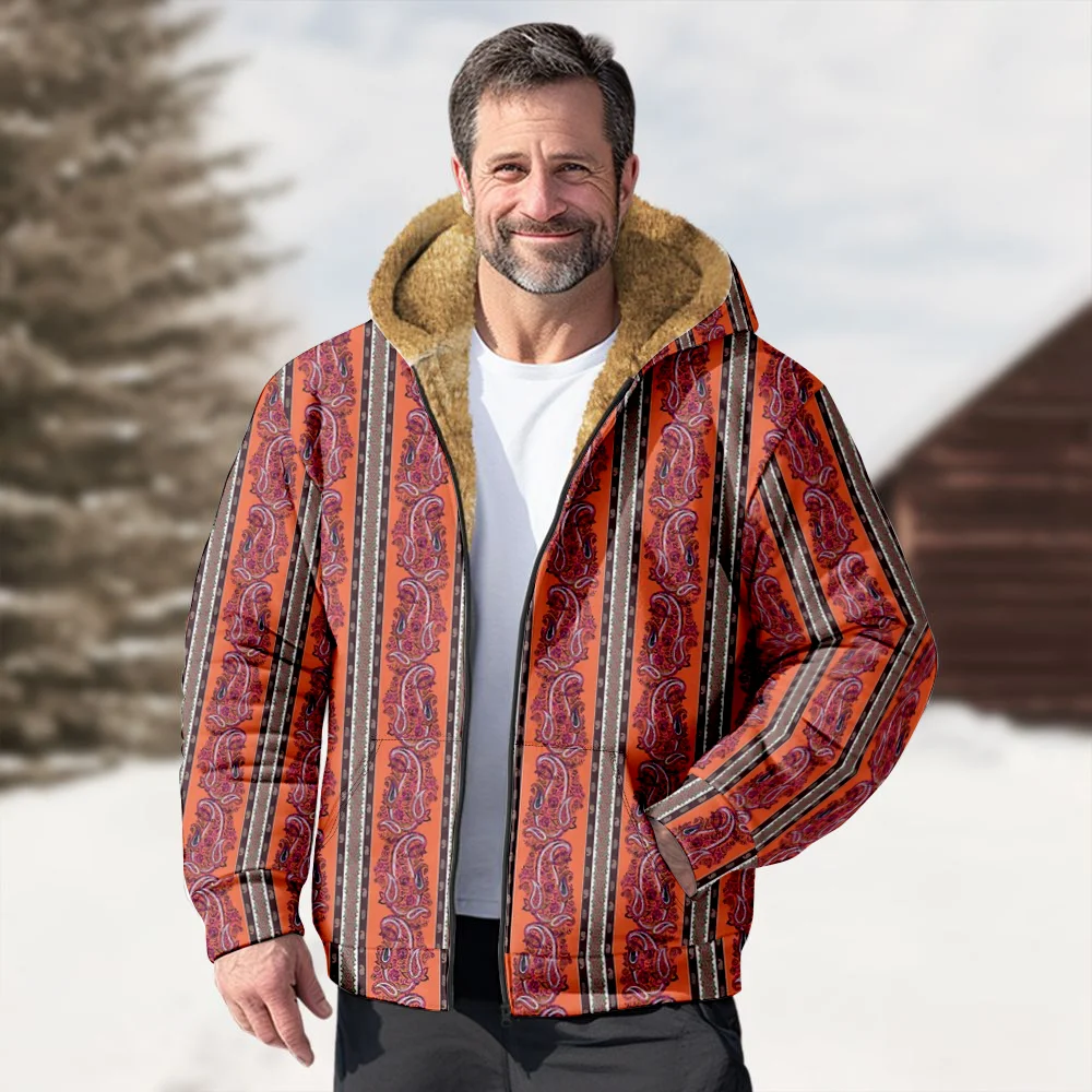 Abrigos de chaquetas de invierno para hombre, abrigo de algodón con patrón Retro de Paisley rojo, vestido térmico para el hogar