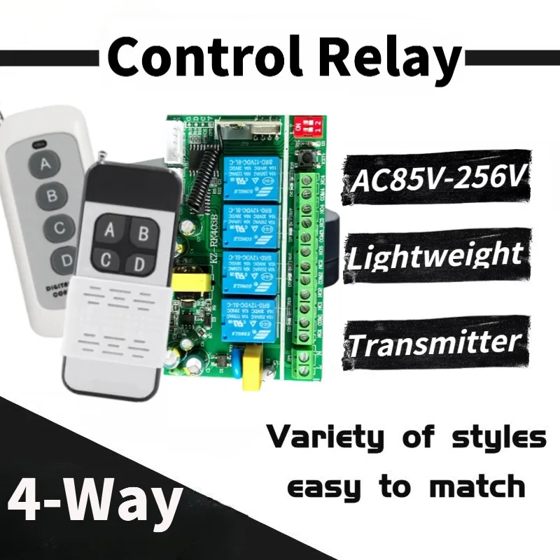 

AC110V 220V 230V 10A 4CH 4 CH Wireless Remote Control Controller Radio Switch 433 MHz Transmitter Receiver High Sensitivity
