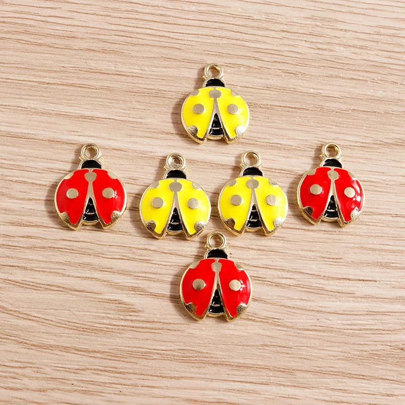 

Tusember 10pcs 2 colors Enamel Cute Beetle Insect Ladybug Charms for Fashion Earrings Necklace Jewelry Making Accessories DIY