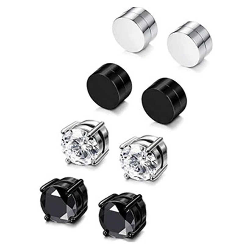 Hot Sale Stainless Steel New In Men's Earrings Zirconia No Ear Piercing Ear Clip Magnet Ear Cuff Men Fashion Jewelry