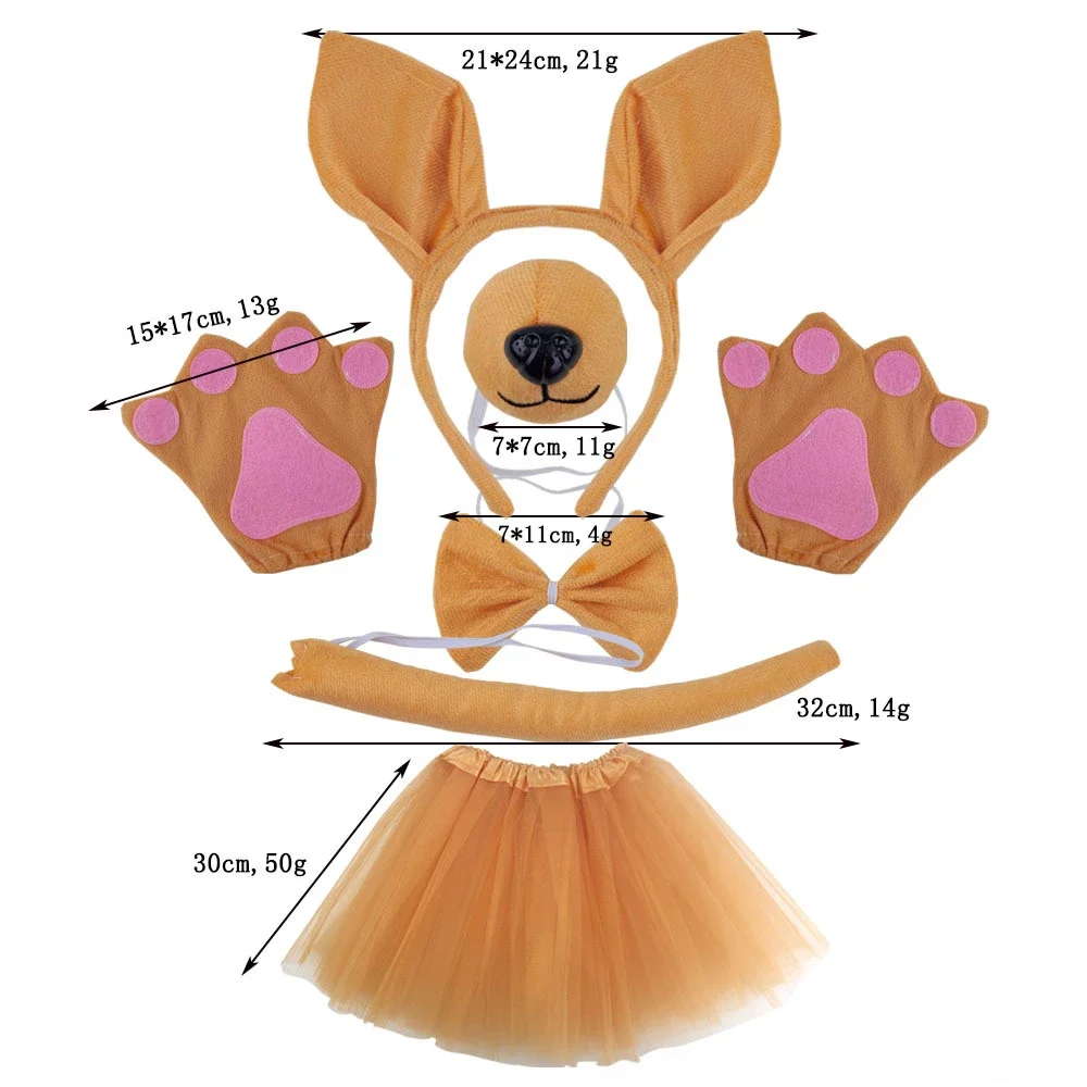 

Костюм в виде животного, кенгуру, повязка на голову, юбка, галстук-бабочка, комплект для носа и хвоста, нарядное платье для вечеринки, дня рождения, Хэллоуина, косплея, платье