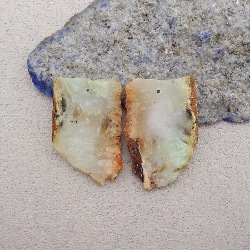 Natural Stone Chrysoprase Nugget Earring Bead,Earrings Accessories For Women,Fashion Jewelry DIY Making 39x25x3mm 12g