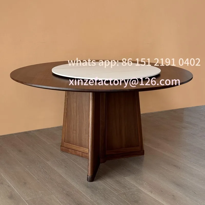 

Customizable North American Black Walnut Round Table Simple All Solid Wood Household Round Dining Table Dining Table