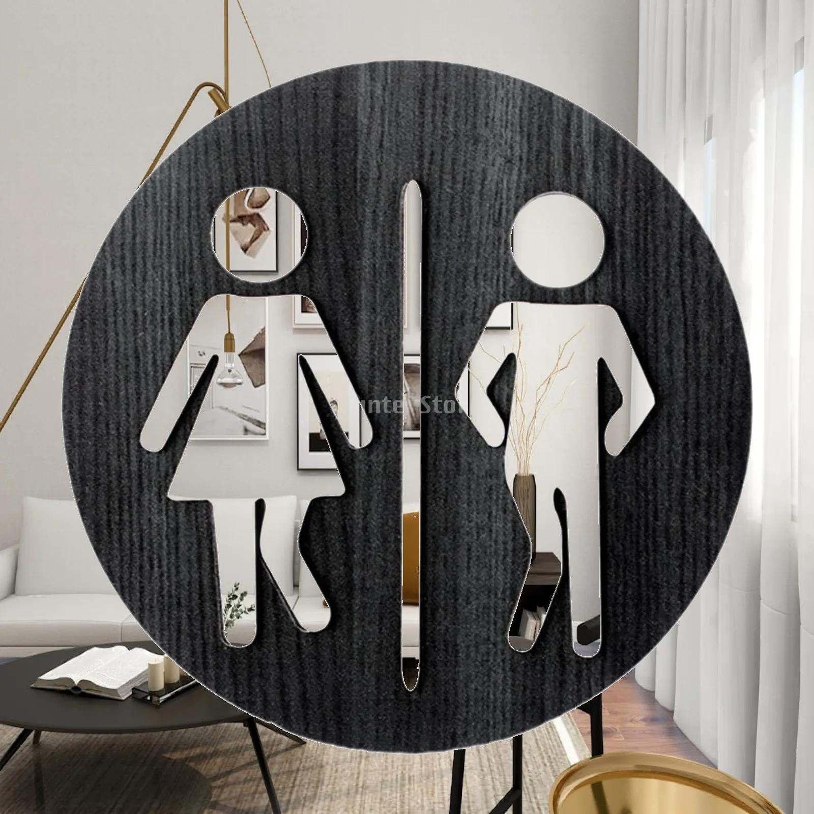 Restroom Sign Wood Material Toilet Icon Plaque Wall Hanging Board for Company Store Parking Lot