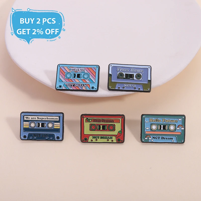 South Korean Boy Group Enamel Pins Hot Sauce NCT Dream Music Albums Retro Tape Brooches Lapel Badge Jewelry Gift For Fans