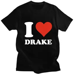 I love drake-男性と女性のためのグラフィックTシャツ,流行のヒップホップスタイルのコットンTシャツ,特大のカジュアルなサマーTシャツ,ストリートウェア,y2kの服