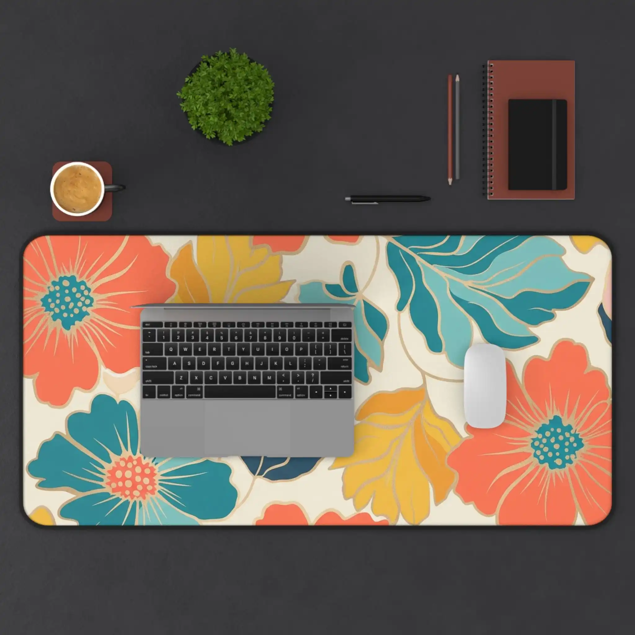 

Floral Pattern Desk Mat, Colorful Desktop Decoration, Office Accessory, Gamer Gift, Unique Workstation Decor Kawaii Desk Pad
