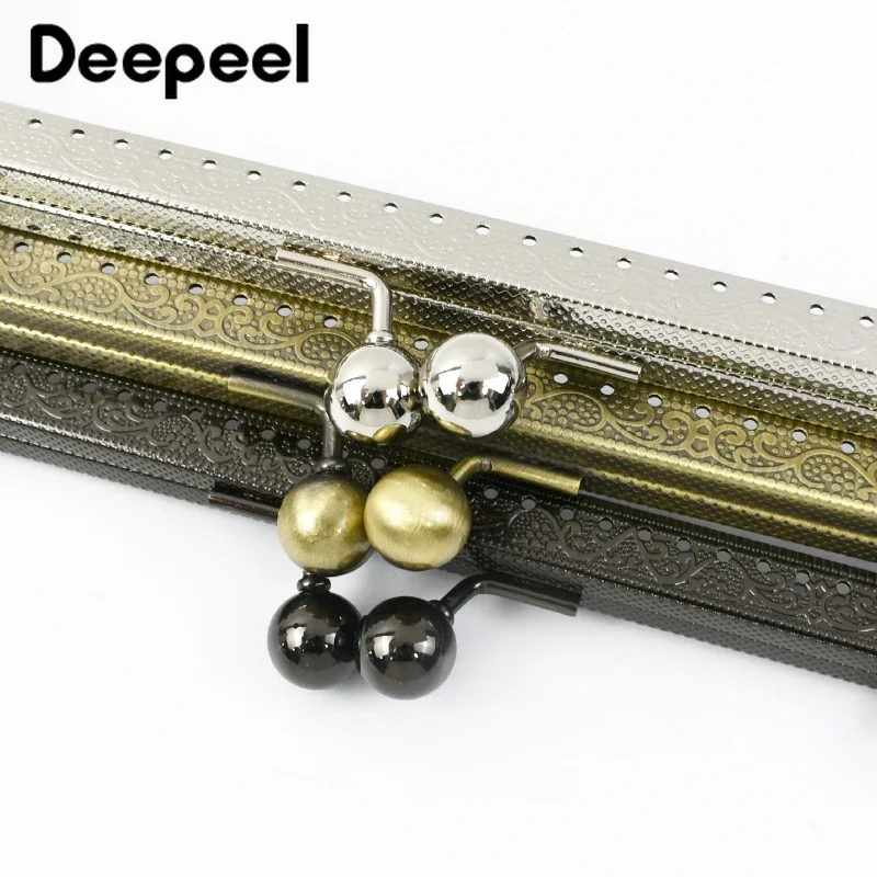 1/2/5 Uds Deepeel 19cm mango cuadrado de Metal en relieve marco de monedero cierre de beso bolsas DIY soportes de costura accesorios de asas de