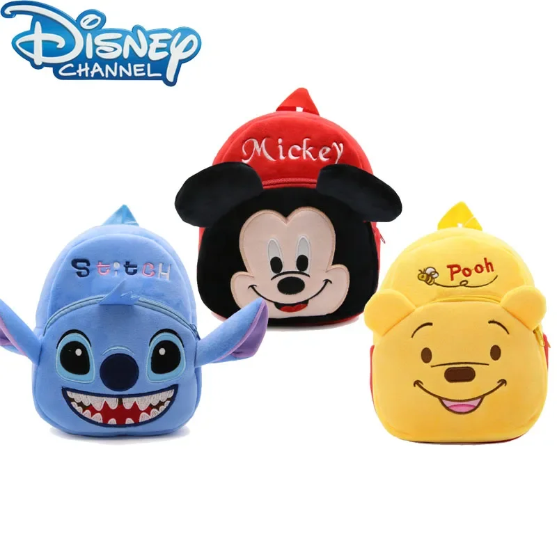 

Плюшевый рюкзак Disney с Микки Маусом, милый Минни Винни-Пух, стежка, детская школьная сумка, мягкие игрушки, каваи, детский подарок на день рождения