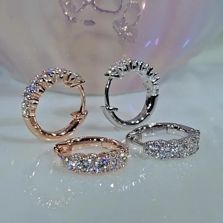 S925 Sterling Silber Ohrringe Luxuriöser Moissanit Halbkreis Diamant Leicht Elegant – Detail 2