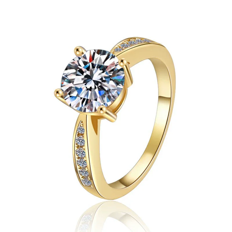

ZFSILVER 925 Silver Fashion Luxury Trend Fine 2ct Moissanite Design Golden Claw 4 Ring For Charm Women Party Jewelry Gift JZ0133