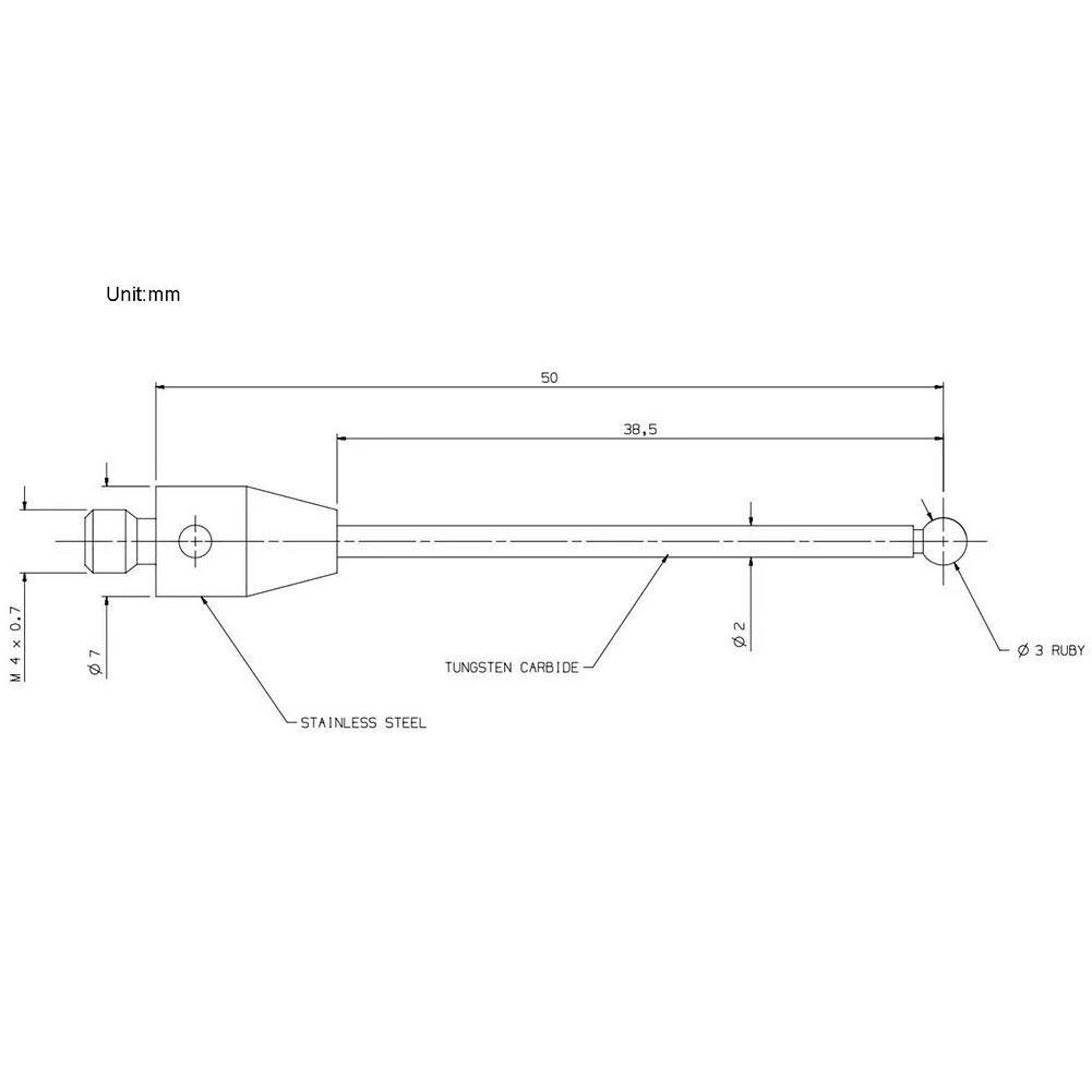 2pcs/set Metalworking CMM Probes Comparators 3mm 50mm Long A-5003-3680 A-5003-3680 Cmm Stylus Tungsten Carbide