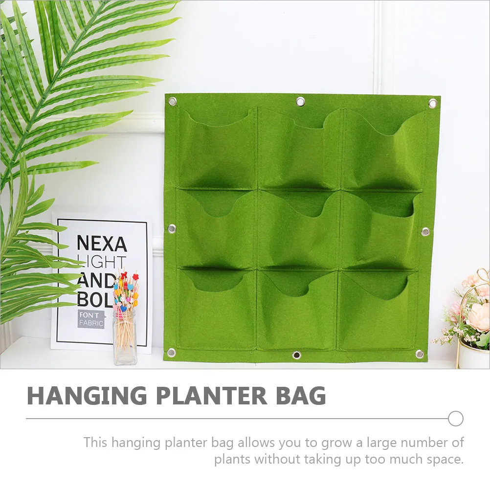 

9 Pockets Plant Growing Bag Vertical Wall Hanging Container Green Non woven Felt Cloth Planter Multi pocket Nursery for Balcony