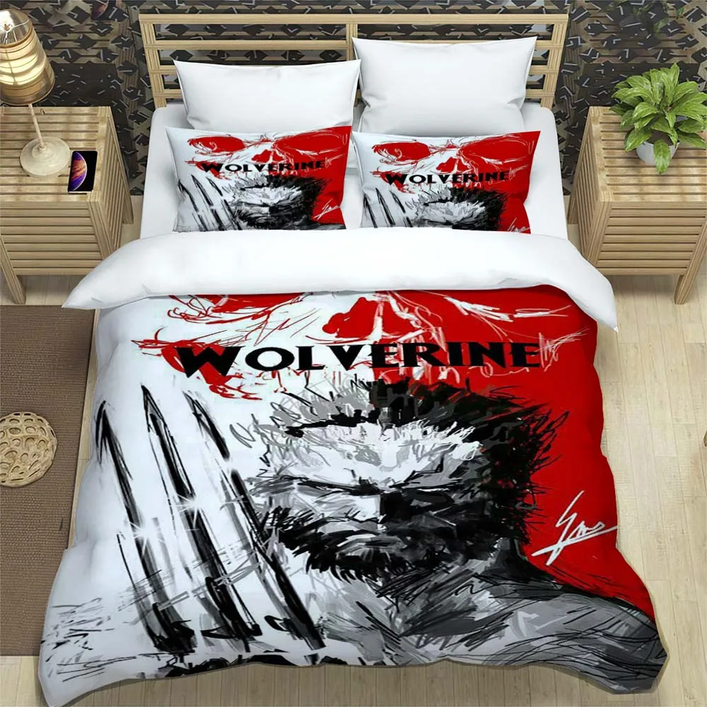 Marvel Super Hero Wolverine Bedding Set Cute Home Decor Pillow Cases Quilt Covers Gifts for Family and Friends Comfortable Soft