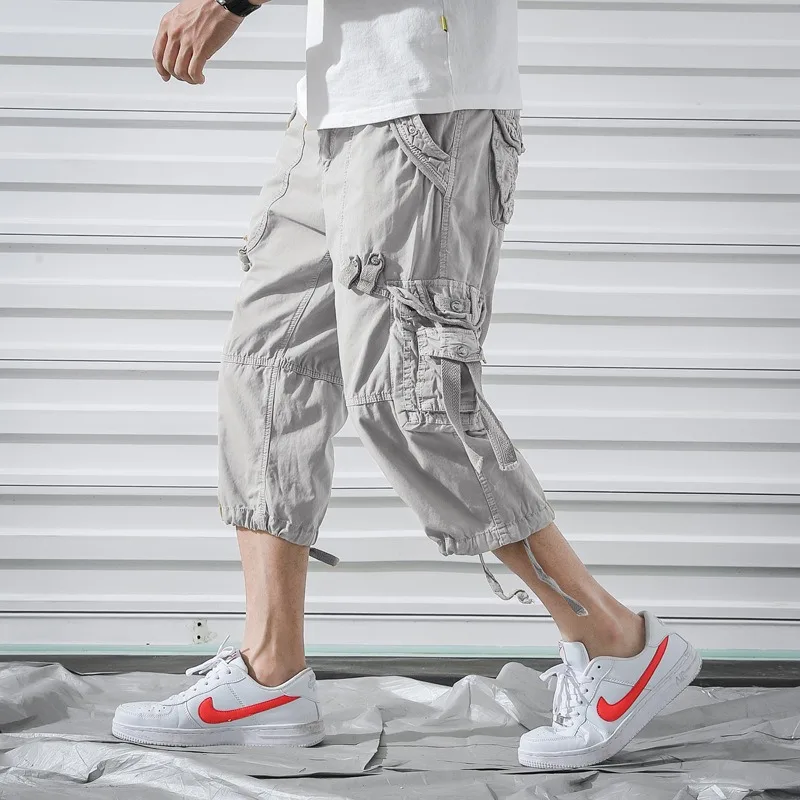 

Casual Shorts Men Summer Cotton Cargo Shorts Men Camo Short Pants Homme Workwear Trendy Casual Pants Men's 7-point Shorts
