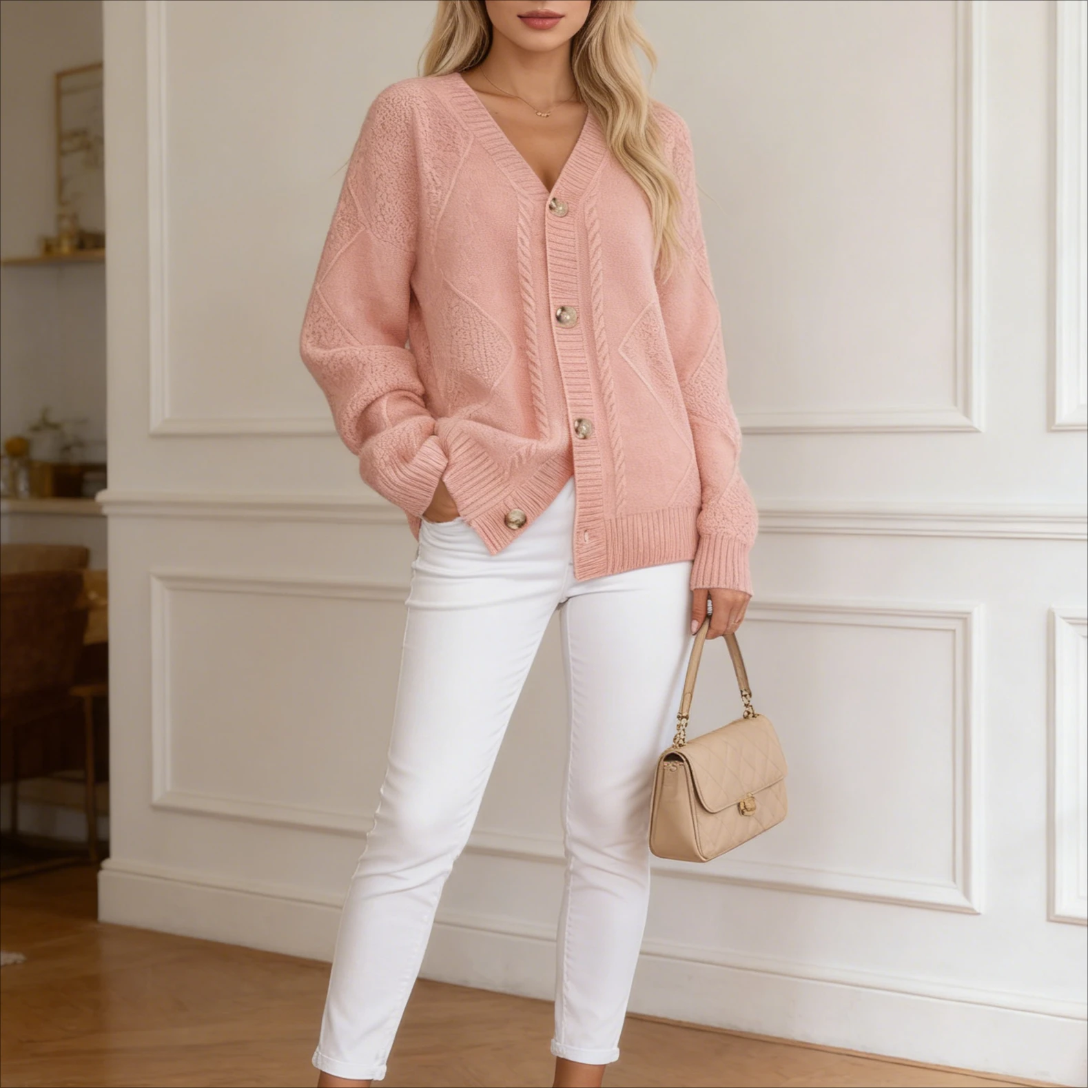 

Cardigan Women Sweaters Coats V Neck Jackets Full Sleeve Jumpers Y2k Streetwear Elegant Knit Work Open Stitch Spring 2026