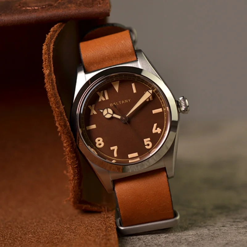Baltany ريترو Bubbleback ساعة رجالي فاخرة موضة جلدية الياقوت OVETTO NH38 حركة الاستوائية الهاتفي ساعة أوتوماتيكية الرجال