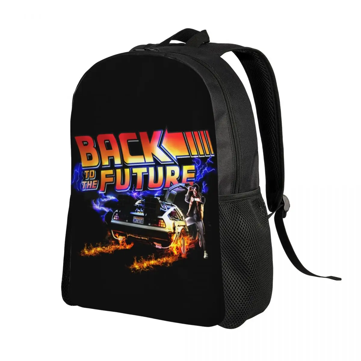 Back To The Future 1980s Film Backpack for Women Men School College Bookbag Fits 15 Inch Laptop Marty Mcfly Time Machine Bags