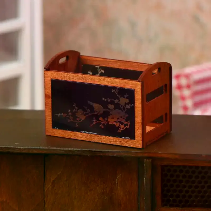 1:12 دمية مصغرة الرف سلة التخزين الأثاث نموذج المنزل ديكور لعبة بيت الدمية الملحقات