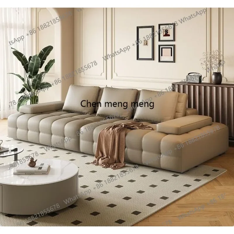 

Минималистичный цельнокожаный диван для гостиной, светлая, роскошная, современная вилла, большой первый слой из воловьей кожиDD