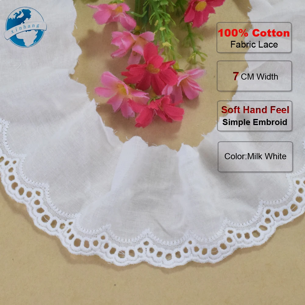 7cm di larghezza 100% cotone ricamo pizzo bianco strumenti per cucire Ribbon Trim tessuto fornitore di artigianato fai da te accessori per abiti da