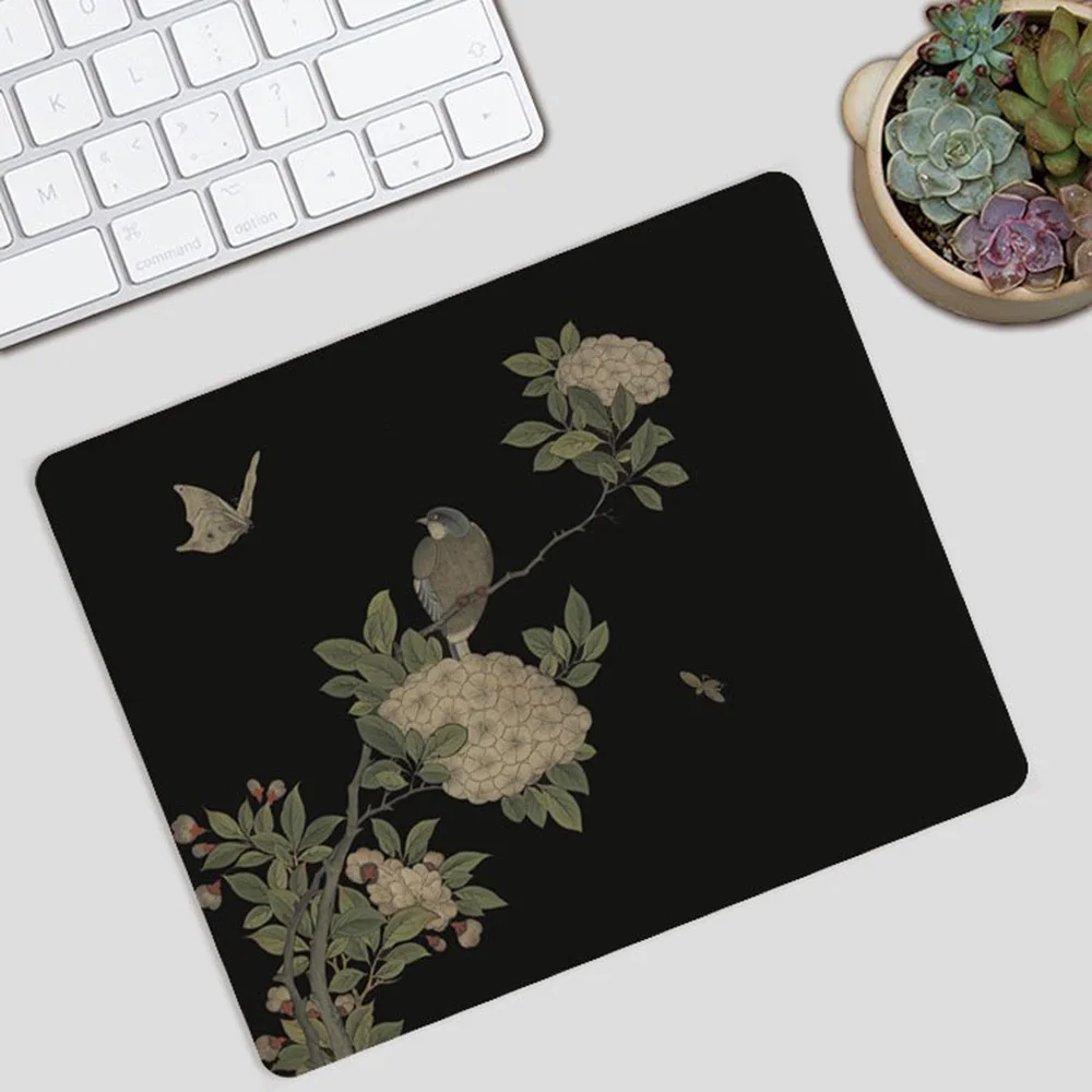 

Коврик для мыши с изображением сороки и цветов, резиновый, маленький, противоскользящий, прочный, для стола, аксессуар для ПК, для ноутбука, для учебы и офиса, коврик для клавиатуры