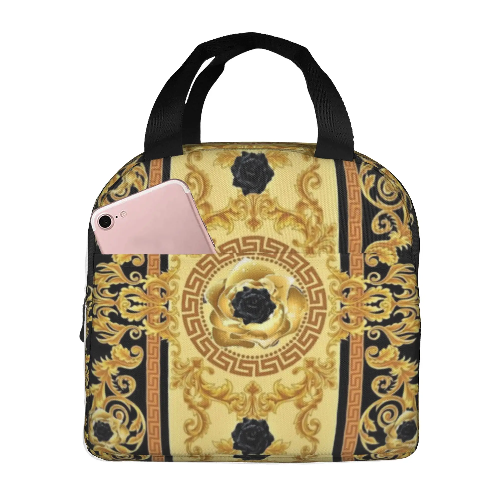 Renaissance Baroque Floral Lunch Bag Men Women European Art Cooler Warm Insulated Lunch Boxes for School