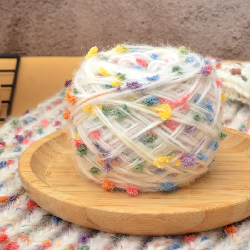 

6 Balls Rainbow Bean Thread Yarn DIY Knitting Rainbow Sugar Hand Woven Scarf Hat Sweater Material