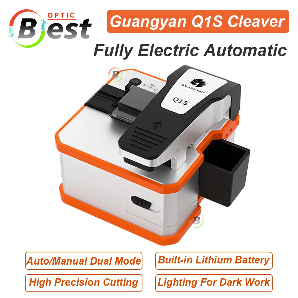 

GUANGYAN New Q1S Fully Automatic Electric Fiber Optic Cleaver Rechargeable Optic Cable Cutter FTTH Optical Fiber Cleaver