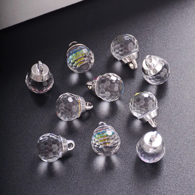 10pcs/Pack 12mm Colorful Glass Crystal Buttons For Shirts Fashion Multifaceted Spherical Shape Clothing Buttons Sewing Accessory