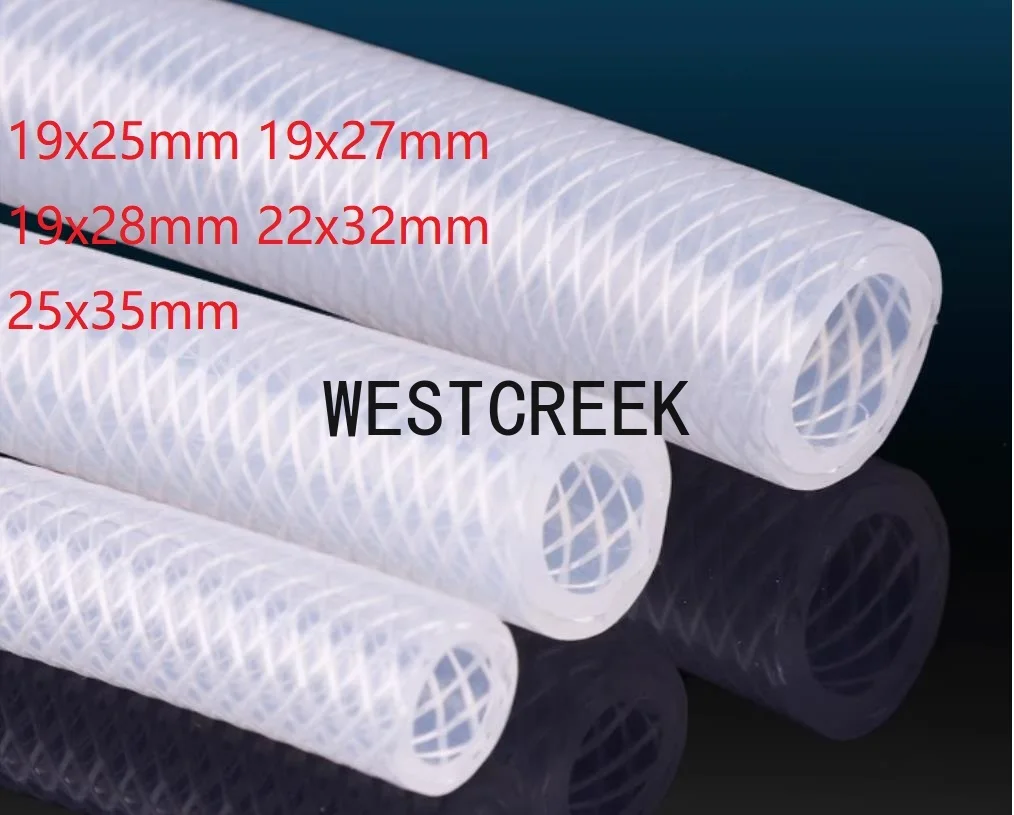 WESTCREEK 25mm ID braided Silicone tube Enhanced steam explosion-proof threaded hose food grade silicon Corrugated braidd pipe