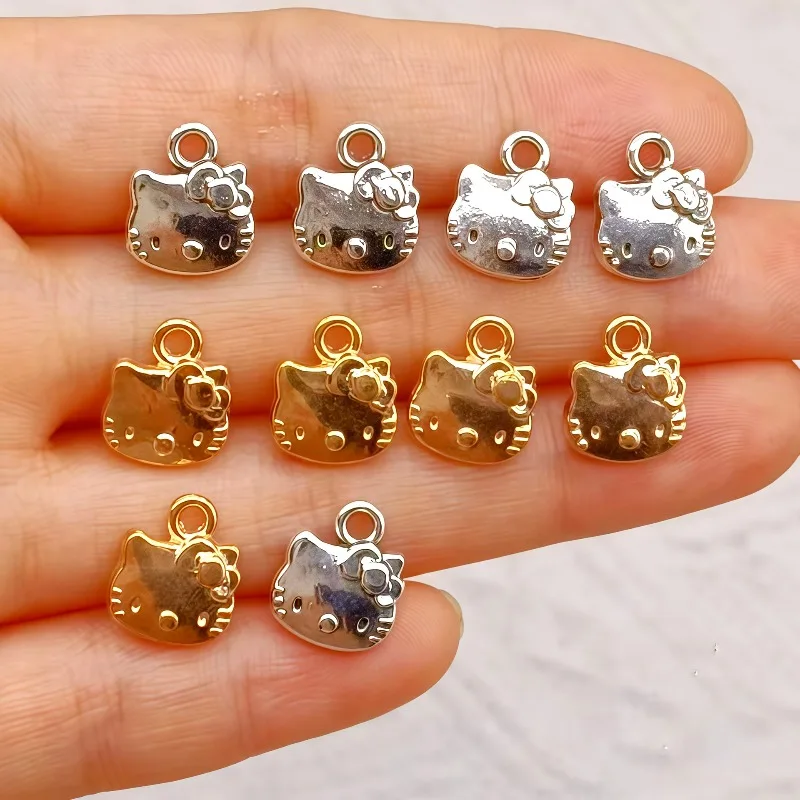 

20pcs Hello Kitty Accessories Cartoon Women Accessories KT Alloy DIY Clothes Backpack Keychain Toy Materials Girl Gift Wholesale