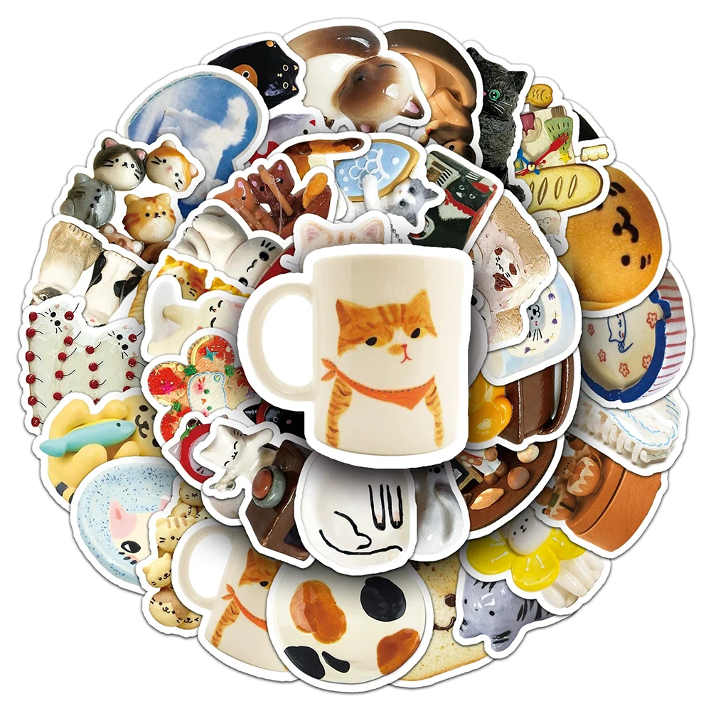 10/30/50pcs INS Stijl Leuke Cartoon Kat Stickers Grappige Creatieve Patroon Decals Plakboek Bagage Telefoon graffiti Sticker Verpakking