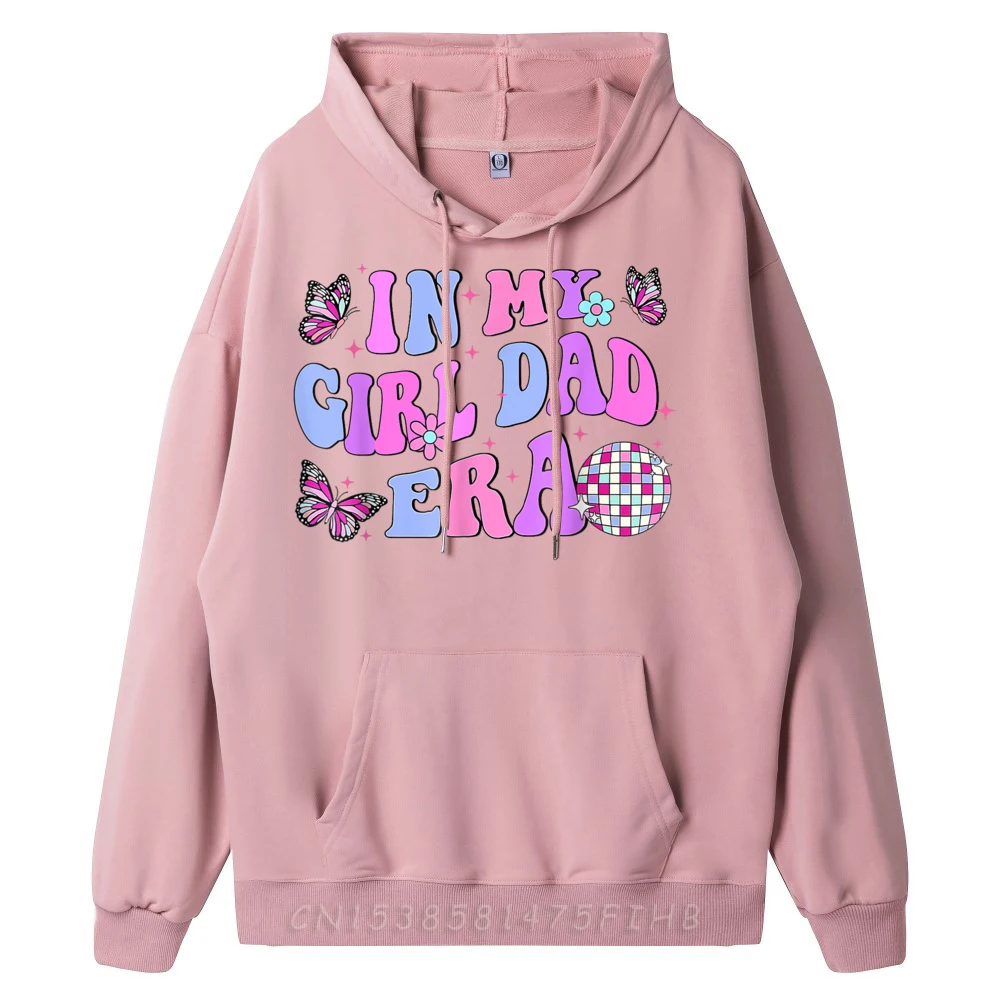Groovy Retro In My Girl Dad Era Crew Neck Hoodies Printed Long Sleeve Casual Sweatshirt Hip Hop Graphic Hoodies