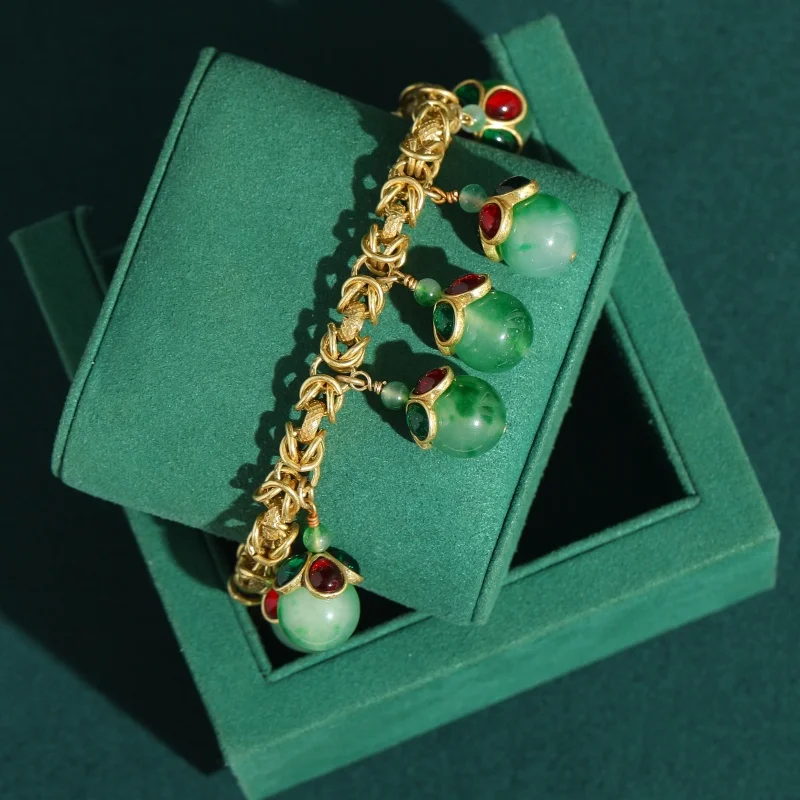 

Vintage Glass Green High Quality Bracelet for Woman Elegant Luxury Accessories Jewelry 2026 Trends Ball Mother Day Brand Gift