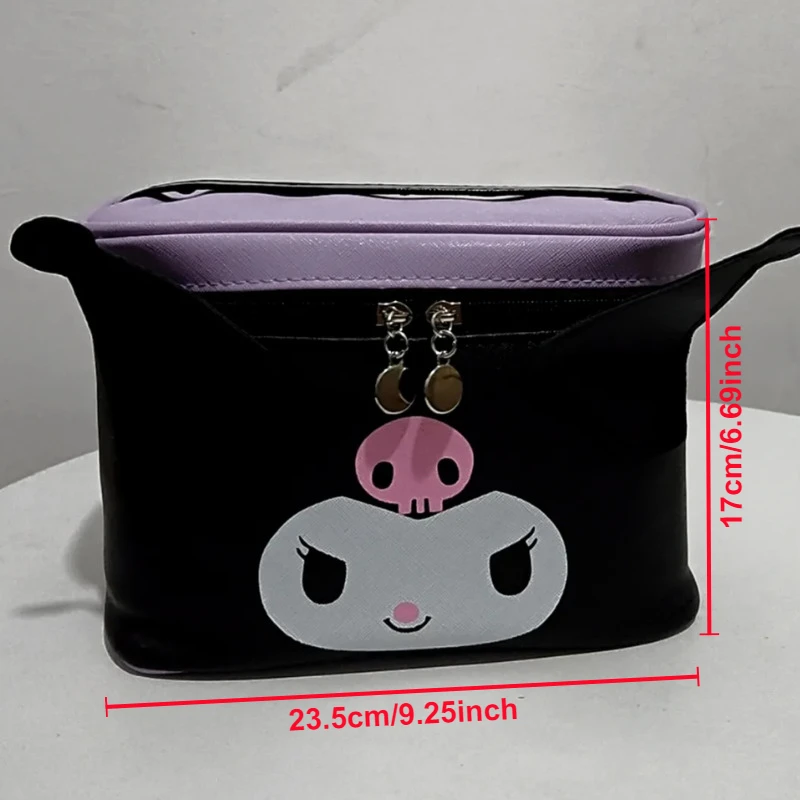 Sanrio Kuromi Makeup Bag Y2k Cartoon Cute Cosmetic Bag Handheld Portable Cosmetic Storage Bag Travel Back To School Organizer