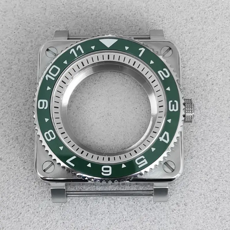 42mm Silver Square Watch Cases Sapphire Glass Fits NH35 NH36 7S Movements 28.5mm Dial Waterproof Watch Repair and Replace