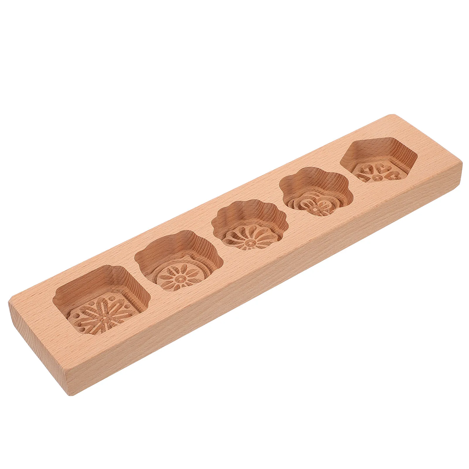 1Pcs Wooden Moon Cake Mold with Flower Elements Design Fine Craftsmanship Eco Friendly Baking Tool for Homemade Mooncakes