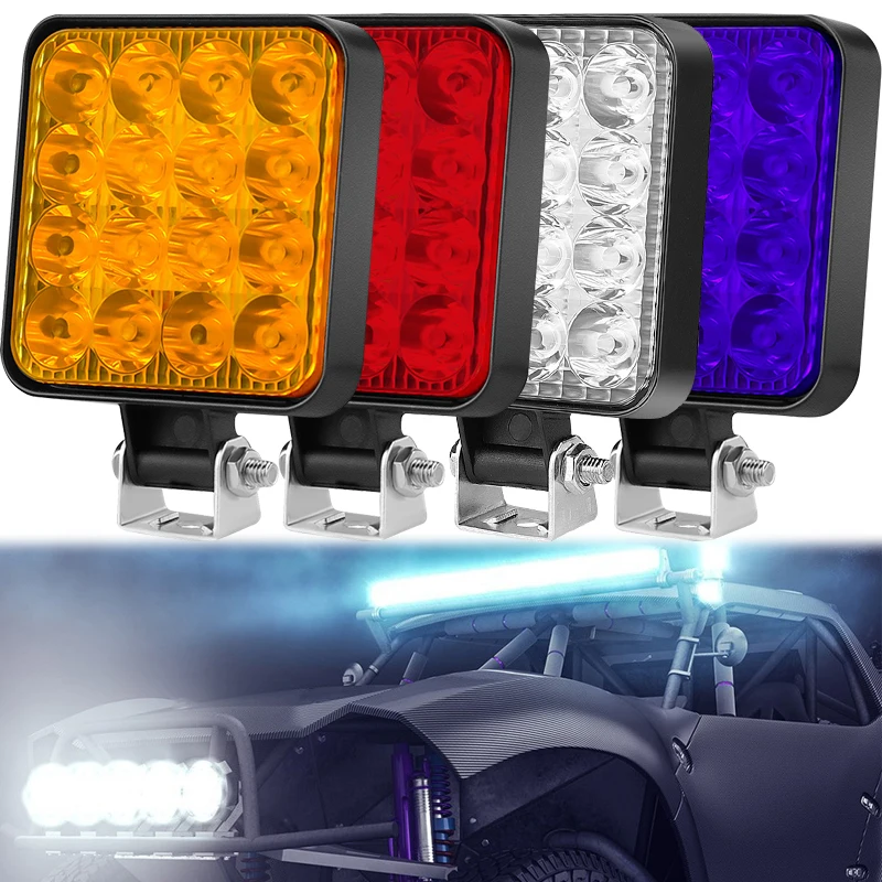 48w 16LED High Intensity Dust Proof Working Light Spotlight Truck Off Road Tractor IP65 Waterproof 1200LM 12V 24V LED Work Light