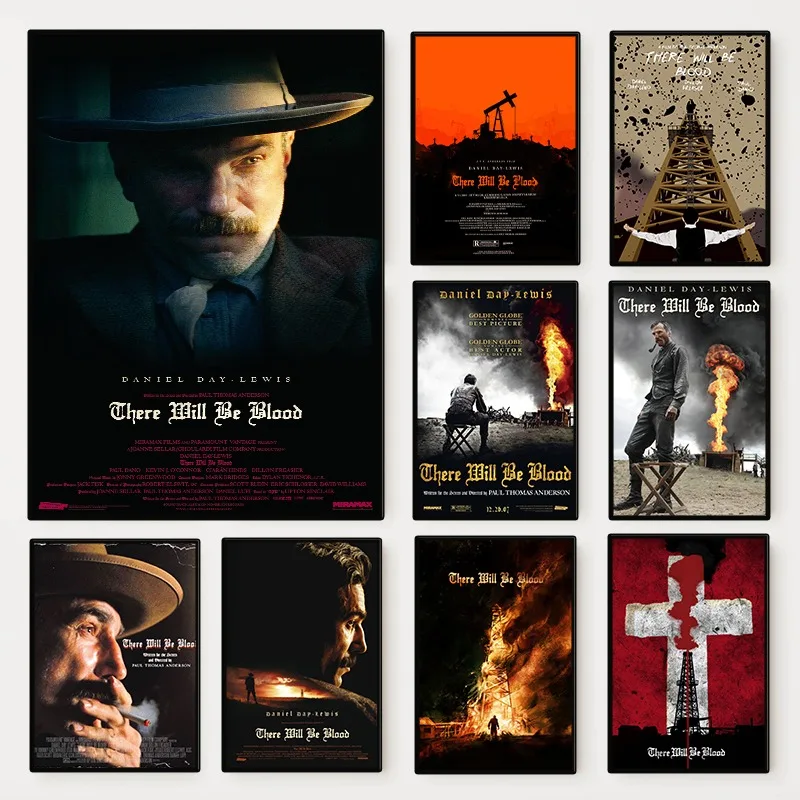 Vintage Classic Movie There Will Be Blood Poster Minimalist Fantasy Film Canvas Painting Wall Art for Living Room Home Decor