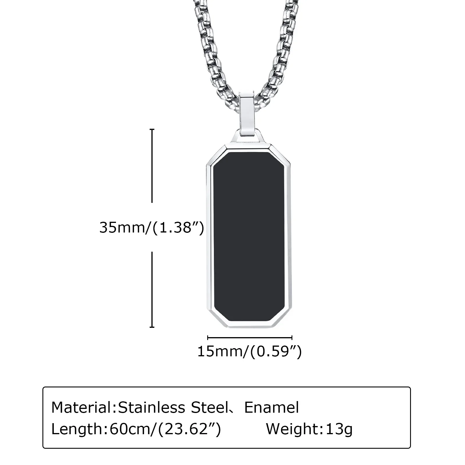 Simplicity Drop Glue Hanging Tag Smooth Plain Stainless Steel Pendant Men's Necklace