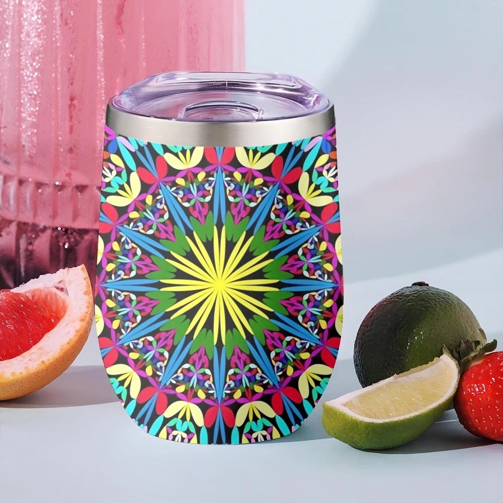 Classic Center Pattern Vacuum Flasks 12oz Insulated with Lid Double Wall Vacuum Stainless Steel Cup Hot & Cold Drink Mug Gift