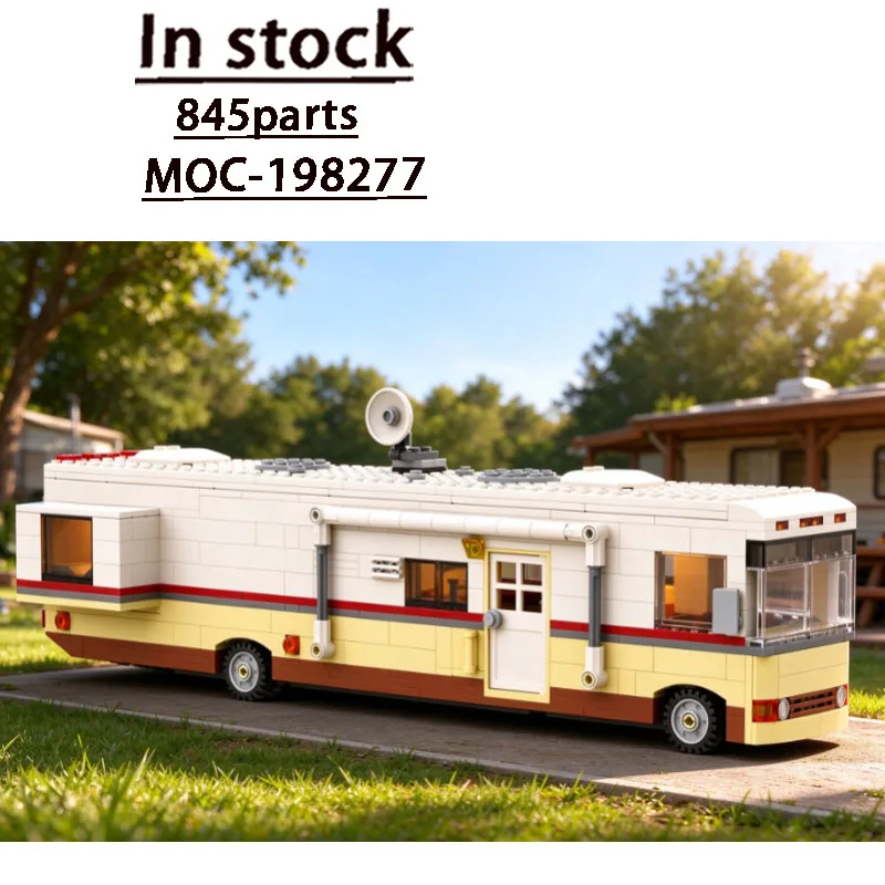 City MOC-198277 Global Travel Luxury RV Building Block Model, 845 Pieces, Adult Birthday Customized Christmas Toy Gift