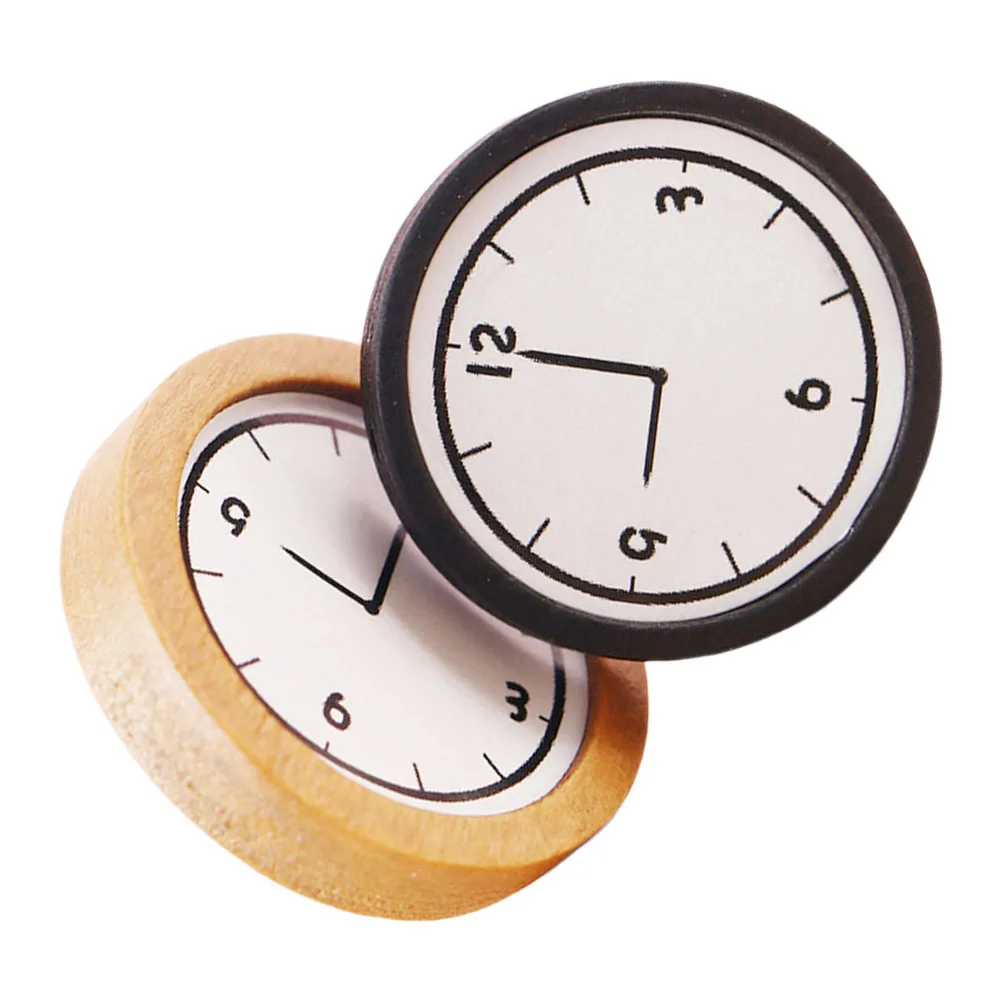 

2Pcs Dollhouse Miniature Wooden Wall Clock 1:12 Scale Realistic Tiny Clock Decoration for Pretend Play Collectors