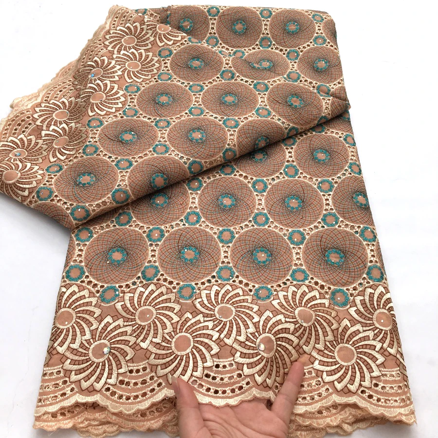 

Latest African Satin Cotton Lace Fabrics 2025 High Quality 5Y Swiss Voile Lace Fabric With Stones Nigeria Lace Fabric For Dress