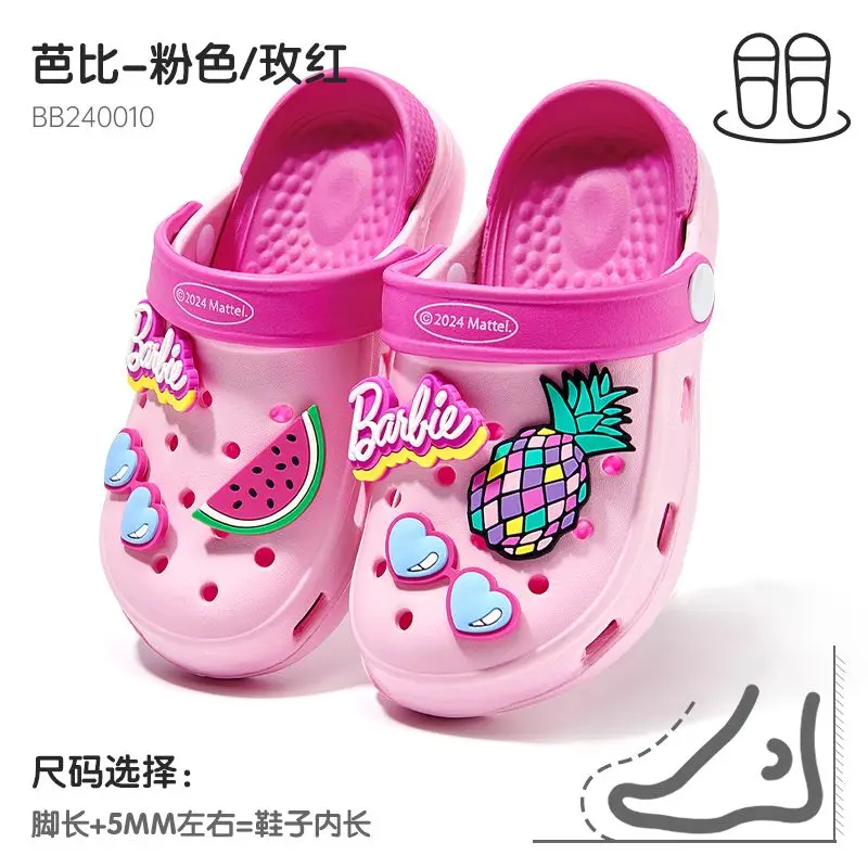 Barbie Kids Shoes Girls Cute Sandals Outdoor Children Beach Shoes girls Slippers Kawaii Clog Shoes Summer Fashion Casual Shoes