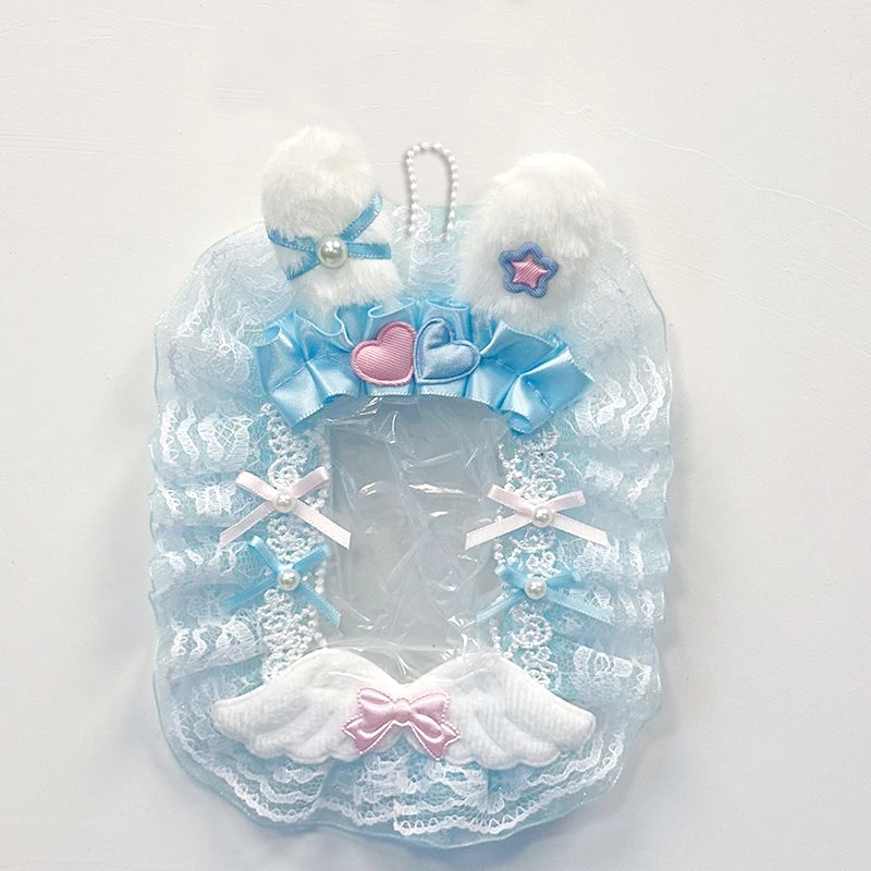 Plush Bunny Ear Heart Star Angel Wing Bead Decor Ruffle Lace Photocard Display Card Holder Lolita 3 Inch KPOP Photocard Decor Frame Macaron Polaroid Photo Frame Idol Collection Decor photocard topper view 4