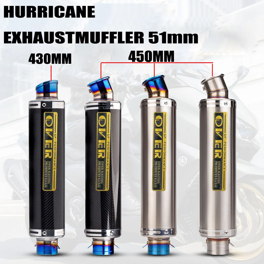 For Kawasaki Yamaha R1 R3 R6 R15 Ninja 250/400 Z900 Honda CBR650R Race 600/800 STB exhaust pipe  51mm motorcycle exhaust pipe