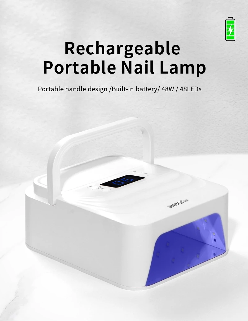 

48W Rechargeable UV LED Nail Lamp with Handle Faster Nail Dryer Gel Polish Professional Curing Lamp for Fingernail and Toenail